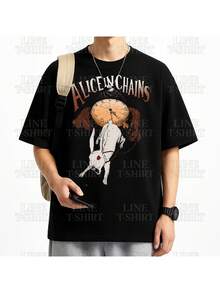 Alice In Chains Rock Band T-Shirt, Grunge, International Music, Unisex, Men's/Women's, 100% Cotton, Top Premium Streetwear, New Release, Immediate Shipping, Various Colors!! Plus Size - 愛麗絲囚徒7 - 查看 2