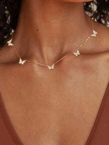 1 chiếc dây chuyền xương đòn bằng thép không gỉ sang trọng thanh lịch bằng vàng 14k dành cho nữ, vòng cổ kim cương zirconia hình hoa bốn lá, chống thấm nước và chống phai màu, thích hợp để đeo hàng ngày, dự tiệc, ngày lễ, làm quà tặng cho bạn bè, gia đình - Vòng cổ mới 3 - Xem 21