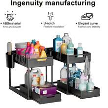 1 pieza Estantería de almacenamiento tipo cajón, Estantería de almacenamiento de montaje, Estantería de almacenamiento de uso múltiple, Para contenedor de clasificación de artículos de escritorio blanco/negro, Organizador modular, Estantería de espacio de trabajo versátil - Negro-2 piezas - Ver 4