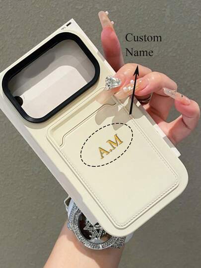 [Personalizado] Funda de teléfono protectora a prueba de golpes compatible con iPhone 17 16 15 14 13 12 11 Pro Max 15 16 Plus, con nombre personalizado en letras doradas y color de caramelo suave