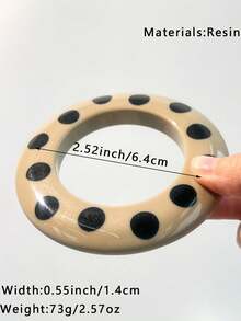 1pc Handmade Resin Bracelet In Milky Tea Color, Multi-Element Design With Stripes And Rivets, Suitable For Daily Wear And Parties, Great Gift For Family And Friends, Autumn/Winter - Multicolor B - View 11