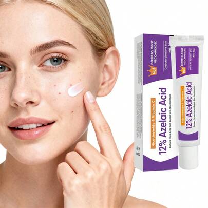 12%壬二酸面部精华液，富含烟酰胺和透明质酸，专为肤色不均和易长痘肌肤设计