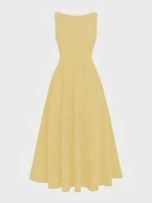 Elegant French Romantic Backless Hollow-Out Cinched Waist Sexy Charming Maxi Dress, Suitable For Christmas, Holiday Party, Date