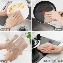 12 Pack Kitchen Dish Cloths (10 X 10 Inches, Cream Yellow), Super Soft And Absorbent Coral Velvet Dish Towels, Nonstick Oil Fast Drying Microfiber Cleaning Cloth, No Lint Household Dishcloths, 2025 - 棕褐色 - 查看 2