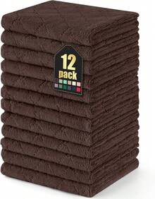12 Pack Kitchen Dish Cloths (10 X 10 Inches, Cream Yellow), Super Soft And Absorbent Coral Velvet Dish Towels, Nonstick Oil Fast Drying Microfiber Cleaning Cloth, No Lint Household Dishcloths, 2025 - 棕色 - 查看 11