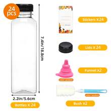 Superlele 12/36/45/56pcs 12/16oz Plastic Juice Bottles With Caps, Reusable Juicing Bottles, Clear Empty Containers For Drinks, Smoothies And Other Beverages