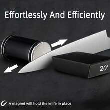 Sistema de afilado de cuchillos con dispositivo de afilado de cuchillos con rodillo, que incluye un kit de dispositivo de afilado de cuchillos de 15 grados y 20 grados - Negro - Ver 8
