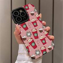 1 pieza de funda de teléfono de café de navidad, funda de teléfono de tema de café de navidad creativa, Para  15/15 Plus/15 Pro/15 Pro Max,  14/14 Plus/14 Pro/14 Pro Max,  13/13 Pro/13 Pro Max,  12/12 Pro Max,  11/11 Pro,  7/8 Plus,  XR/XS Max. Antifouling, moda, alta calidad, ideal para regalos. - Mezcla de color 1 - Ver 6