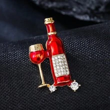 Rond de serviette, rond de serviette bouteille de vin rouge, rond de serviette en tissu, boucle de serviette bouteille de vin rouge dorée, décoration de table de restaurant occidental d'hôtel/rond de serviette/rond de serviette rouge/porte-serviette rouge/porte-serviette/décoration de table