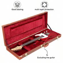Replacement 82303602 Electric Guitar Case  Brown Square PU Hard Case, Fits ST TL Burning Fire 170 Style Guitars - 預設 - 查看 10