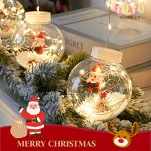 Cascada De Esfera Mágica Navidad,Bola de deseo de navidad cortina led cuerda de luces árbol de navidad accesorios colgantes aleros del hogar fiesta de decoración colgante,Decoración Luminosa de Navidad, Año Nuevo y Festivales - Amarillo - Ver 7