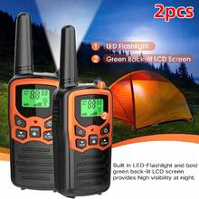 2pcs Mini Walkie Talkie For Outdoors PMR FRS Long Range Portable Family Two Radio With LED Flashlight VOX - Negro - Ver 4