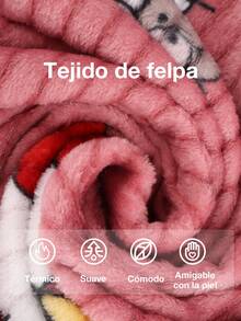 Conjunto de pijama estampado de franela para mujer: imprescindible para el otoño-invierno, ofrece calidez y comodidad. Disponible en una variedad de estampados de personajes de dibujos animados y colores - Rosa coral - Ver 5