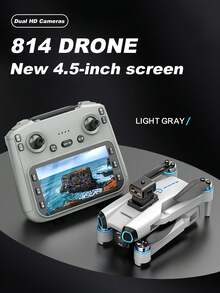 CASRRA Drone com Câmera. A nova versão 814 com controle de tela é um drone de fotografia aérea disponível nas cores preto e cinza claro. Ele é equipado com uma tela de exibição em tempo real de 4,5 polegadas, controle remoto, motor brushless resistente a ventos fortes, suspensão por fluxo óptico e funções inteligentes de desvio de obstáculos, facilitando o início rápido para iniciantes.