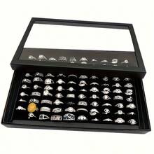 1pc 100 Slot Ring Display Storage Box, Ring Box Jewelry Organizer Stand Display Box
