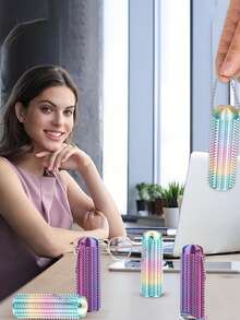 3D Printed Gradient Color Massage Roller, Textured Spikes And Breathable Holes, Modular Design For Muscle Relaxation And Stress Relief, Perfect Gift For Sensory Stimulation And Anxiety Reduction - Multicolor - View 5