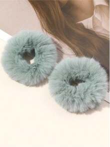 8pcs Colorful Fluffy Hair Scrunchies, Hair Ties, Hair Accessories For Daily Use, Random Colors - Multicolor - View 5