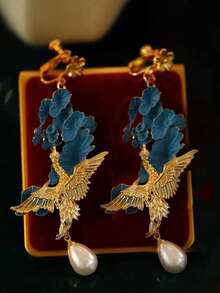 1對絕美的鳳凰無耳洞耳環,適合女性在任何場合佩戴