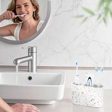 Toothbrush Holder, 2 Slots Toothbrush And Toothpaste Holdersfor Bathrooms, Resin Toothbrush Holder Electric Toothbrush Stand For Vanity Countertop, Bathroom Accessories, Terrazzo{Inchsize_nameinch:Inch2Slotsinch,Inchcolor_nameinch:InchTerrazzoinch} - 水磨石 - 查看 8