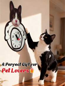 1pc Minimalist Pet Photo (Dog/Cat Photo & Name) Customized Round Wall Clock, Personalized Home Decor For Living Room, Studio, Office, Best Gift For Parents, Housewarming, Wedding Anniversary