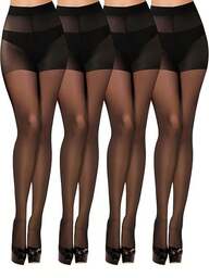 Women's Sexy 20D Sheer Black Pantyhose, Fashionable Minimalist Tights, Comfortable