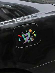 1 pieza Pegatina personalizada para exterior de coche con explosión láser de colores, pegatina para tapa de depósito de combustible, pegatina para cubrir arañazos, modelo de coche universal - Multicolor - Ver 7