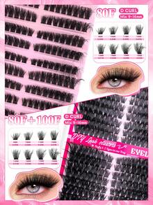 1824 piezas Kit de extensión de pestañas tipo D-Curl esponjosas, Set de extensión de pestañas DIY, pestañas individuales de 9-16mm 40D 60D 80D 100D, incluye pegamento para pestañas, sellador, pinzas, cepillo, apto para uso personal (9-16mm, Set) - Negro - Ver 7