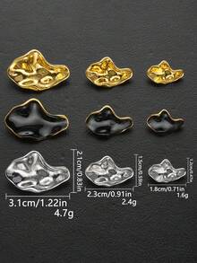 3pcs/Pack Asymmetrical Enamel Crafted Metal Buttons, Suitable For Dresses, Cardigans, Jackets, Sweaters, Suits - Unique Personalized Sewing Buttons, Fit For Fashion Decoration - Black And Gold