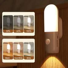 USB Rechargeable LED Motion Sensor Light, White, Wall-Mounted Flashlight, Portable Staircase Corridor Bedroom Bathroom Night Light - 彩色 - 查看 8