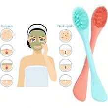 2 In 1 Cleansing BrushSilicone Face Applicator, 2PCS Face Brush Face Scrubber Exfoliating, Massaging, Remove Blackheads, Applicator Mud, Body Lotion, Pink Purple - 橙色和綠色 - 查看 6