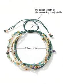 Set de 1 pieza/2 piezas de pulsera artesanal bohemia con cuentas - Piedras naturales, hecho a mano, ajustable, cuentas de calabaza, regalo versátil para Halloween, Navidad, colores de otoño/invierno