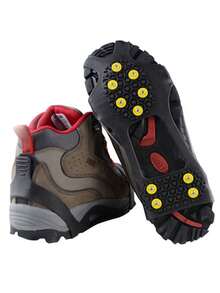 1双10齿户外冰雪防滑鞋套，防滑鞋套，硅胶冰爪，简易冰爪，男女冬季必备雪地装备配件，适用于冬靴、鞋子和运动鞋