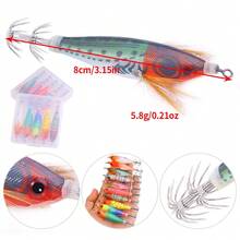 HENGJIA 5pcs/Lot Transparent Storage Box Case Squid Lure Jig Baits Squid Jig Wood Shrimp Jigs Hook - Multicolor - View 2