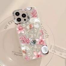 1 Pieza Funda de Teléfono Transparente IMD Suave Brillante y Lisa de Verano con Patrón de Flor Hermosa, Perla y Coco, Impermeable, Anti-Huella Dactilar y Anti-Arañazos para iPhone16/16Plus/16Pro/16ProMax/iPhone15/15Plus/15Pro/15ProMax/iPhone14/14Plus/14Pro/14ProMax/iPhone13/13Pro/13ProMax/iPhone12/12Pro/12ProMax/iPhone11/11ProMax/11Pro - Colores mixtos - Ver 7
