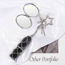 Metal Lipstick Holder Bag Charm With Replaceable& Net Pocket, Heart & Star Decor Lipstick Case Keychain With Mini Mirror, Fashionable Hanging Decoration For Lip Balm & Cosmetics, Stylish Bag Pendant For Handbags & Purses, Portable Makeup Accessory For Women, Girls, Beauty Lovers & Gift-Giving