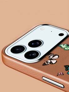 Funda de piel para iPhone 17 Pro Max 17 Air, pantalla completa, rosa, mini mariposa, alta calidad, protección contra caídas - Beis - Ver 7