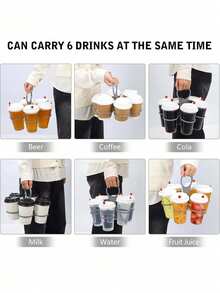 1 件 6 孔可折叠饮料收纳盒，可旋转杯子收纳容器，轻巧坚固的塑料饮料容器，适合在派对、烧烤、露营和野餐等户外活动中饮用咖啡和饮料，实用的饮料储存用品 - 餐厅/酒吧饮料储存架 - 彩色 - 查看 5