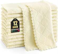 12 Pack Kitchen Dish Cloths (10 X 10 Inches, Cream Yellow), Super Soft And Absorbent Coral Velvet Dish Towels, Nonstick Oil Fast Drying Microfiber Cleaning Cloth, No Lint Household Dishcloths, 2025 - 奶油黃 - 查看 11
