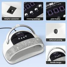 UV LED美甲灯C8 Plus，57颗智能感应灯珠，4种定时设置，沙龙级美甲固化灯，家用，圣诞节和情人节礼物 - 美規A型插(110-127V) - 查看 3