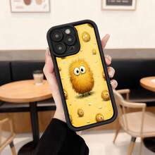 Cubierta de teléfono con borde negro y diseño amarillo con pato peludo divertido para uso diario en cafeterías Aplicable a los teléfonos de la serie Apple y Galaxy - Burdeos - Ver 3