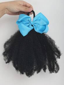 1pc Kids Afro Puff Soft Hair Luxury Kids Hair Buns Hand Feel Marley Kinky Bulk For Hair Girl With Elastic - Natural Black - View 14