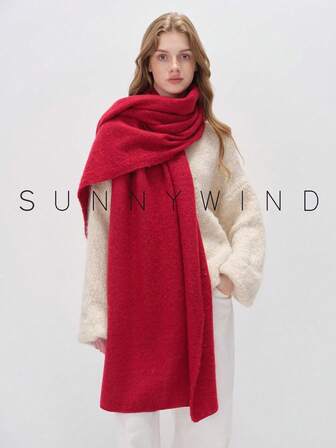 1ชิ้น ผ้าพันคอโพลีเอสเตอร์สีพื้นนุ่มและอบอุ่นสำหรับผู้หญิง, สำหรับใช้ในชีวิตประจำวัน