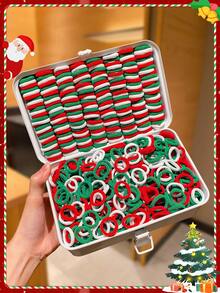 200/300/400pcs Women's Christmas Basic Hair Scrunchies, Simple & Fashionable Design, Suitable For Christmas & New Year Hair Styling