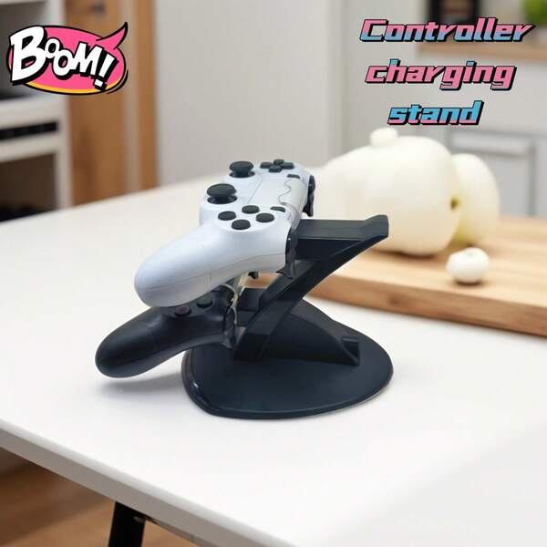 Base de Carregamento de Controle, Estação de Carregamento Dual USB com Indicador LED, 2 Estilos Disponíveis (Com/Sem Luz), Material ABS, Carregamento Rápido, Suporta Carregamento de Controle Único ou Duplo, Proteção de Carregamento, Adequado para Gamers