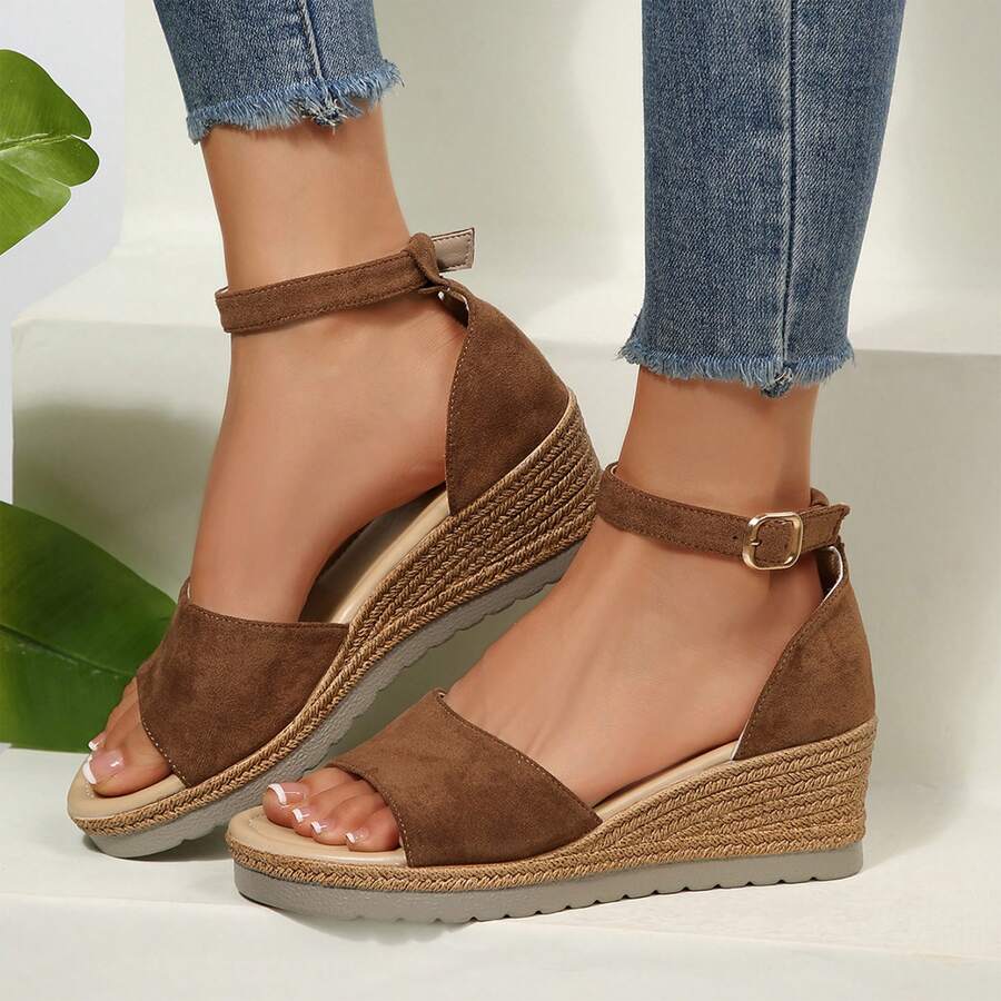 Womens Wedges Heels Wedge Sandals For Women Open Toe Ankle Strap Heels Sandals Dressy Summer Platform Comfortable Casual Shoes Platform Sandals Summer Outdoor Beach Walking Travel - 棕色 - 查看 1