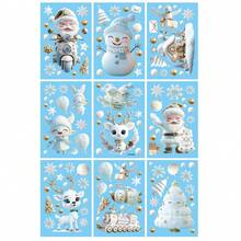 Christmas Window Clings Removable Holiday Santa Glass Decals Decor For Home Office Party Celebration - White - View 6