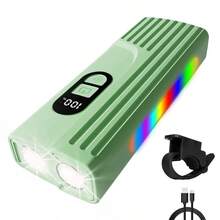 1PC Bicycle Front Light With Colorful Warning Side Light Digital Display MTB Head Light Bottom Magnet Flashlight Cycling Accessories - Multicolor - View 12