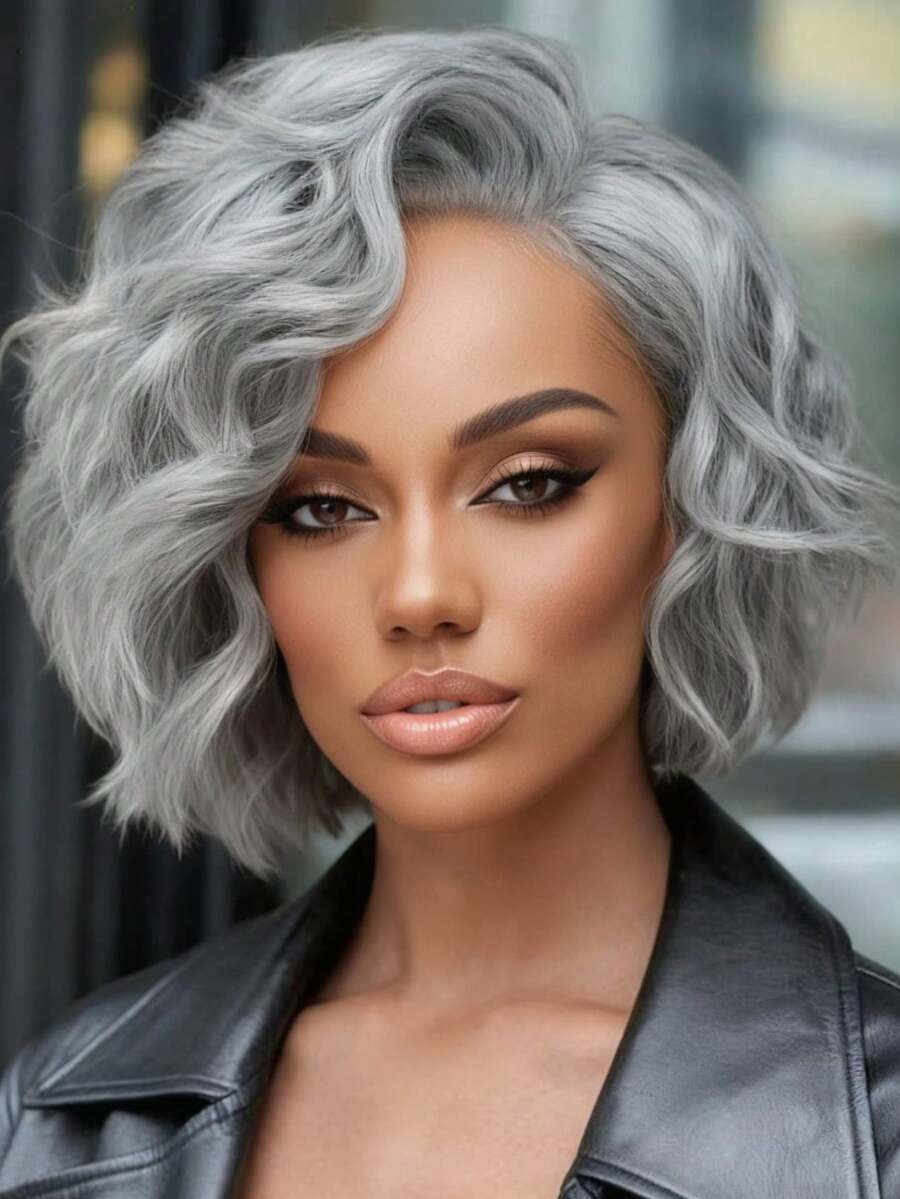 Silver Grey Body Wave Lace Front Wigs Human Hair Brazilian Virgin 13x4 Hd Transparent Water Wave Lace Front Wigs Human Hair Pre Plucked Bleached Knots With Baby Hair 200 Density Body Wave Wig Human Hair Glueless For Women - 灰色 - 查看 1