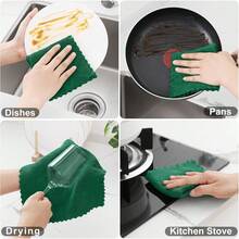 12 Pack Kitchen Dish Cloths (10 X 10 Inches, Cream Yellow), Super Soft And Absorbent Coral Velvet Dish Towels, Nonstick Oil Fast Drying Microfiber Cleaning Cloth, No Lint Household Dishcloths, 2025 - 墨綠色 - 查看 3