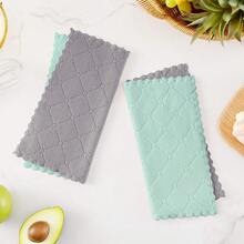 12 Pack Kitchen Dish Cloths (10 X 10 Inches, Cream Yellow), Super Soft And Absorbent Coral Velvet Dish Towels, Nonstick Oil Fast Drying Microfiber Cleaning Cloth, No Lint Household Dishcloths, 2025 - 灰色和綠色 - 查看 6